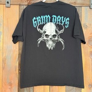 Grim Days Black Graphic T Shirt Skull Insect Print Streetwear XXL